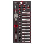 MILWAUKEE 1/2 RATCHET AND SOCKET SET WITH FOAM INSERT - 28 PC SET